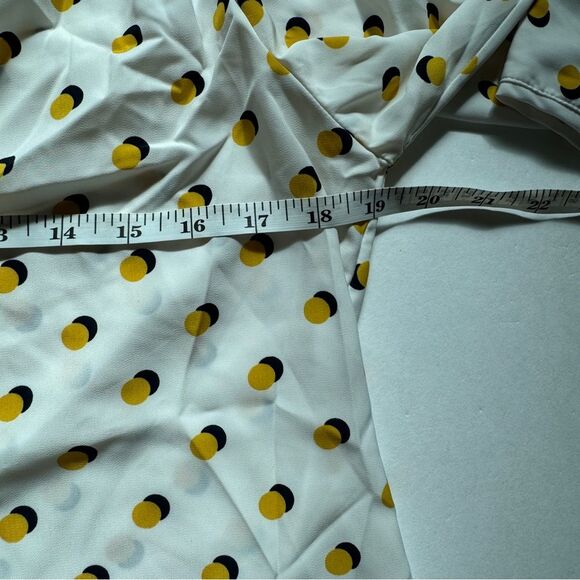 Boden Yellow Shadow Polka Dot Long Sleeve White Blouse Size 6 - Picture 4 of 6